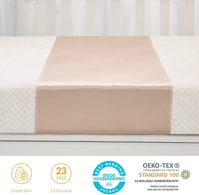 PROMEED 100% Mulberry Silk Bassinet Sleeve for Baby Bald Spots, Preminium 23 Momme Silk Bassinet Half Sheet for Baby Hair(Champagne) - Image 3
